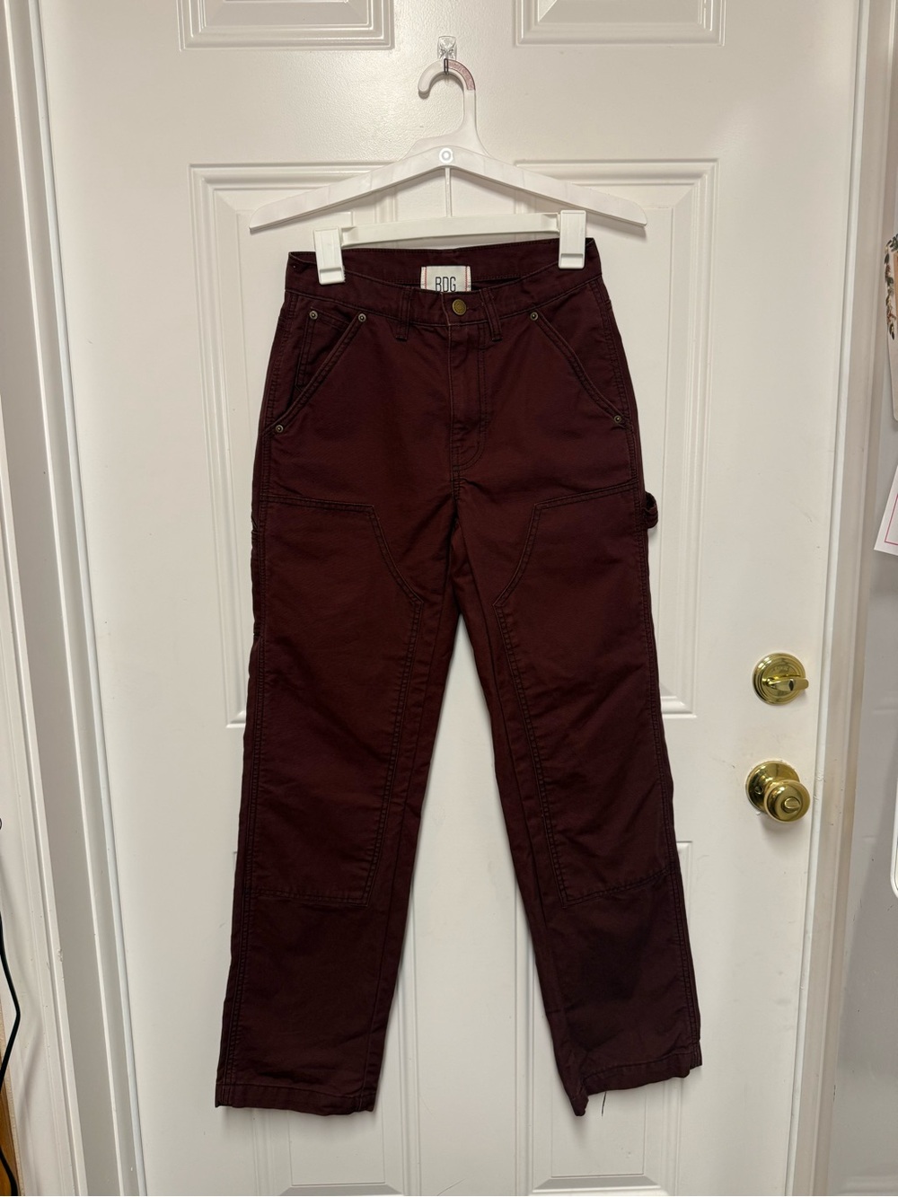 BDG Burgundy Carpenter Pants Size 25 Double Knee Workwear Utility Skater Granola